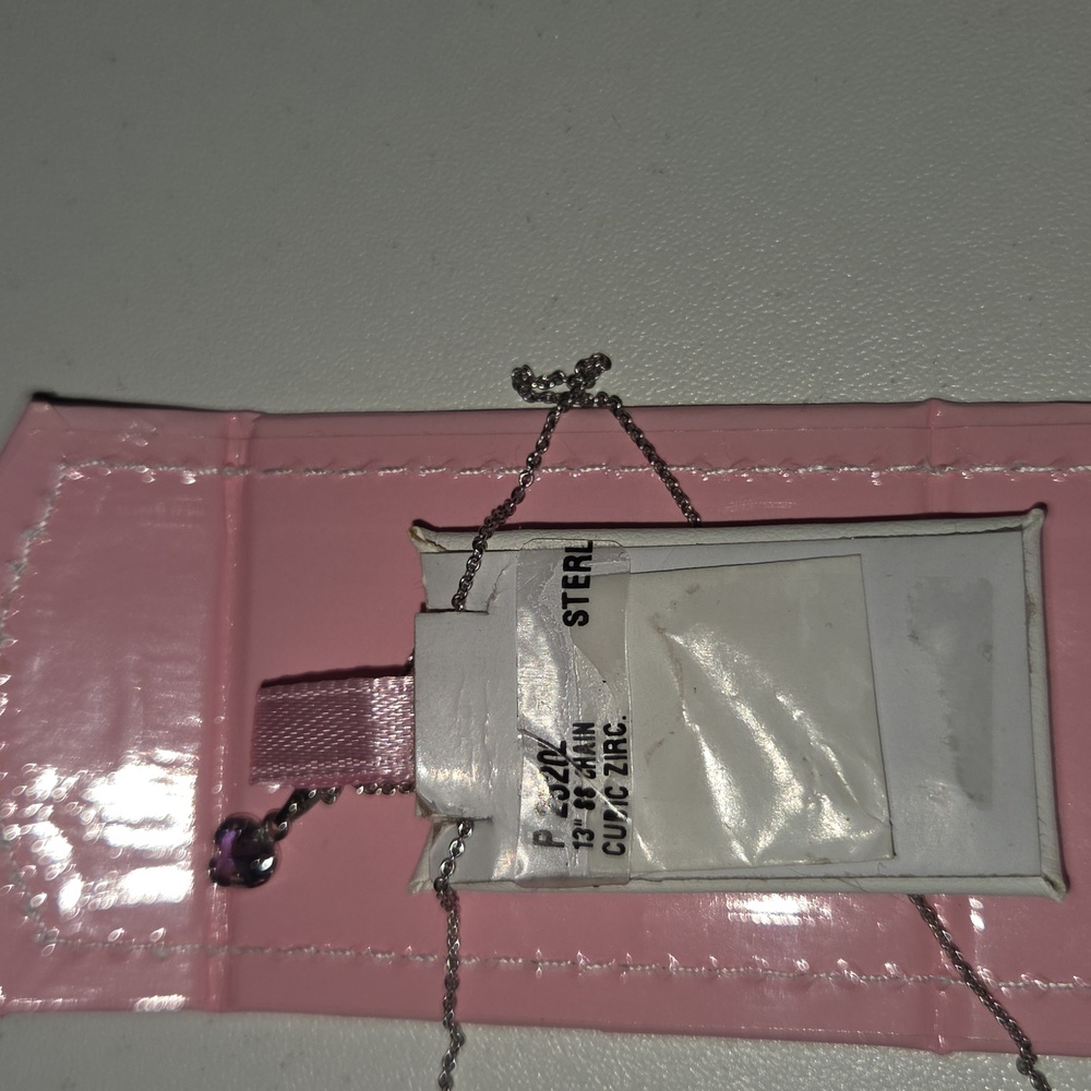 Sterling Silver Heart Necklace with Purple heart - Picture 2 of 3